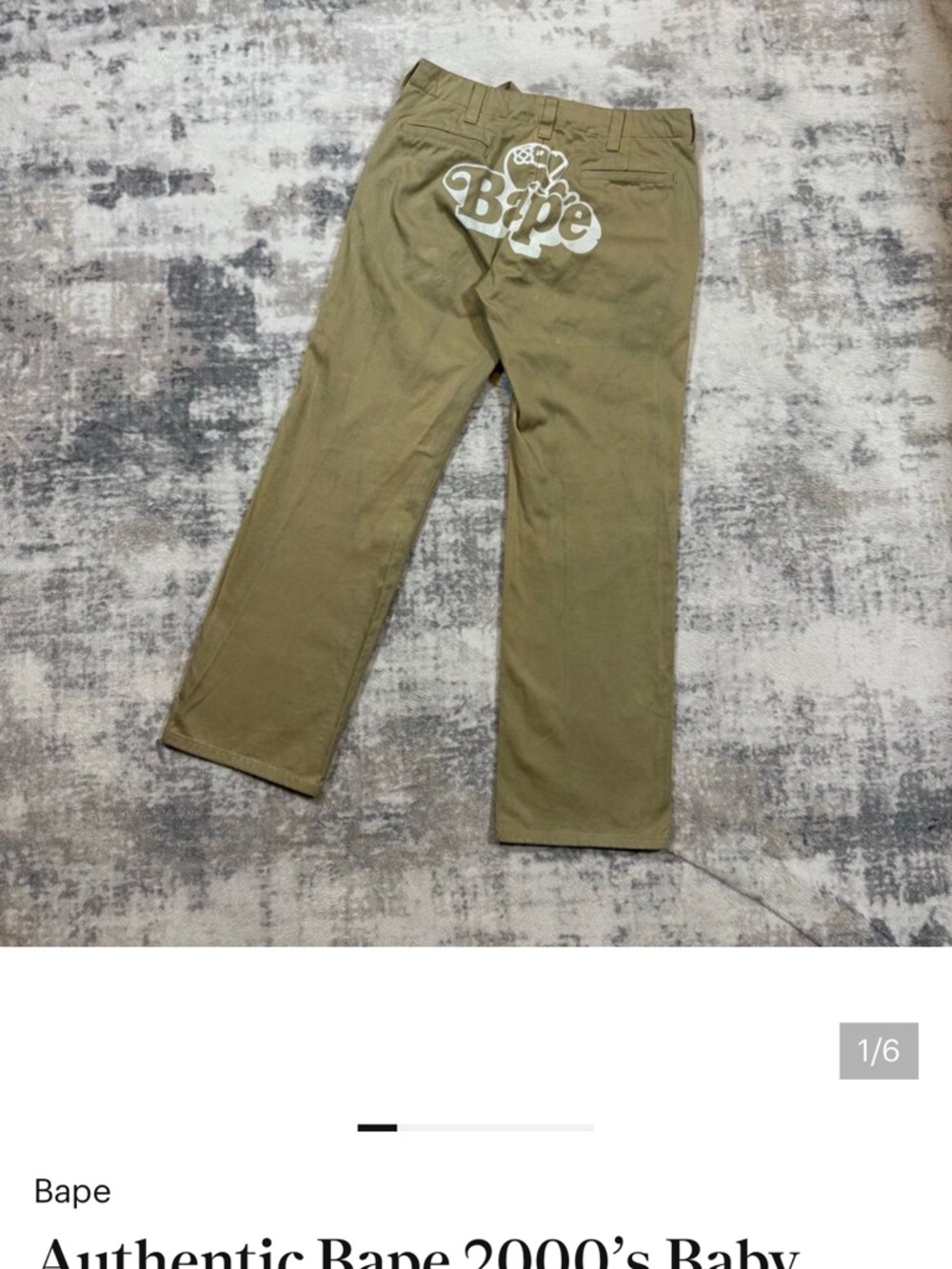 Bape Olive/Tan Chino Pants with White Back Logo
